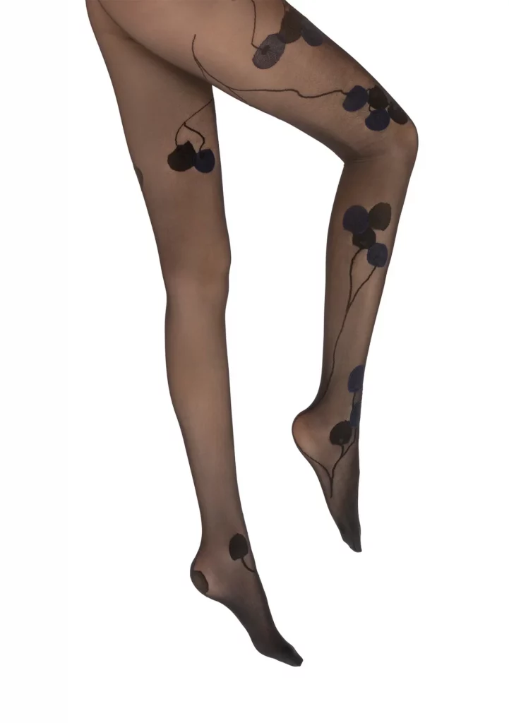 Collants 30D noir et marine La Monnaie du Pape. Collants semi-transparents. De la marque Berthe aux grands pieds. Fabrication française!