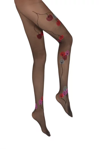 Collants 30D Noir Rose La Monnaie du Pape. Collants semi-transparents. De la marque Berthe aux grands pieds. Fabrication française!