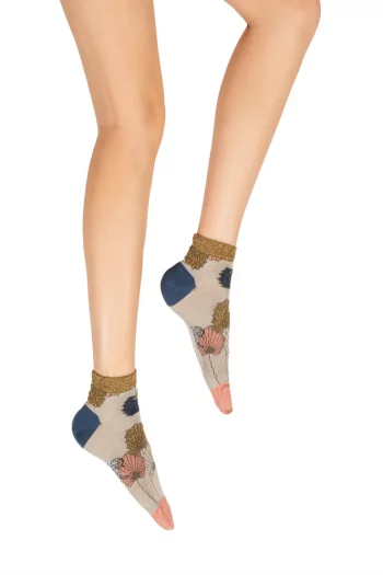 Socquettes La Monnaie du Pape Femme, tricotées en fil d'Écosse majoritaire. De la marque Berthe aux Grands Pieds. Fabrication 100% française.