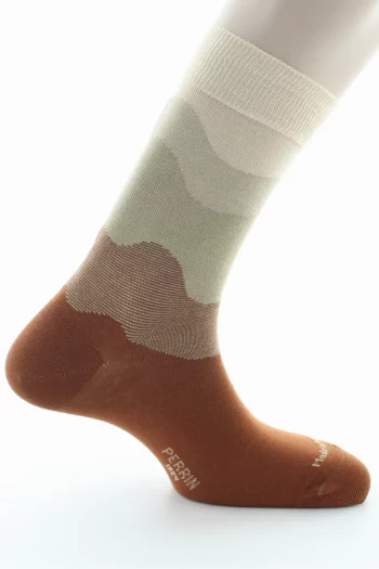 Chaussettes Coton Dégradé Marron. Existe en 4 coloris De la marque Perrin 1924, de fabrication exclusivement française en Bourgogne (71).