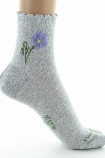 Chaussettes courtes en Lin Bleu pour femme. De la marque Perrin 1924. Fabrication exclusivement française en Bourgogne (71).