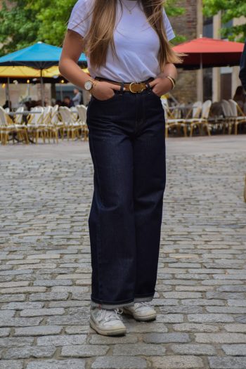 Jean 1083 - Ample taille haute 206H indigo brut femme. Toile super denim pur coton. Fabrication française à Romans-sur-Isère