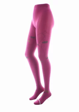 Collants 40D Albizia Fuchsia et Kaki semi opaque. De la marque Berthe Aux Grands Pieds. Fabrication exclusivement française.