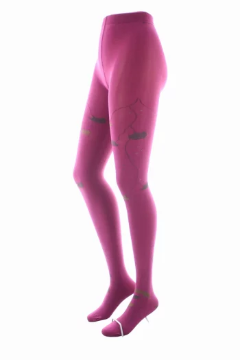 Collants 40D Albizia Fuchsia et Kaki semi opaque. De la marque Berthe Aux Grands Pieds. Fabrication exclusivement française.