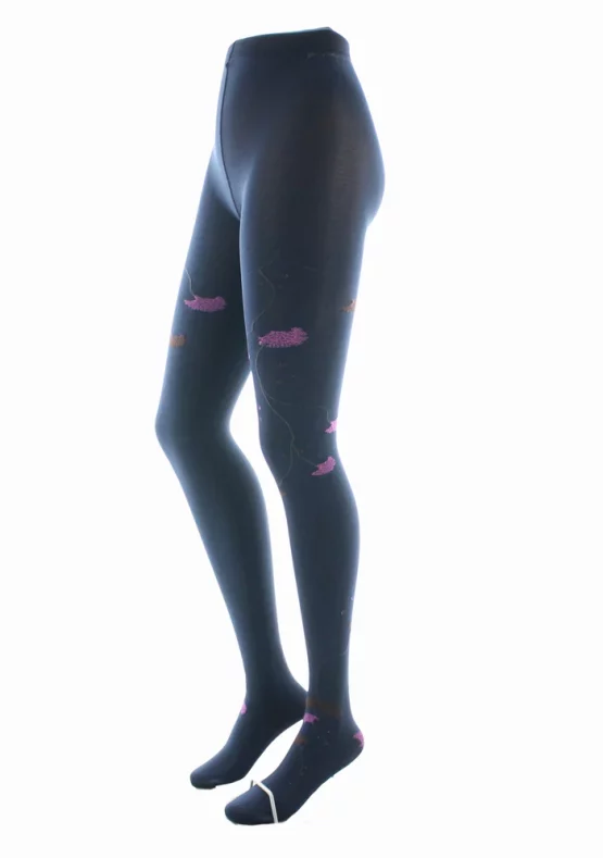 Collants 40D Albizia Marine et Rose semi opaque. De la marque Berthe Aux Grands Pieds. Fabrication exclusivement française.