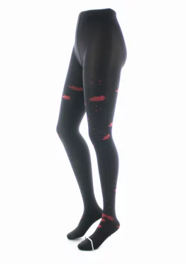 Collants 40D Albizia Noir et Rouge semi opaque. De la marque Berthe Aux Grands Pieds. Fabrication exclusivement française.