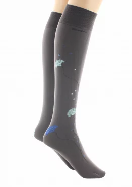 Mi-Bas 40D Albizia Marron Bleu. En lycra 40 deniers. De la marque Berthe Aux Grands Pieds. Un produit fabriqué exclusivement en France .