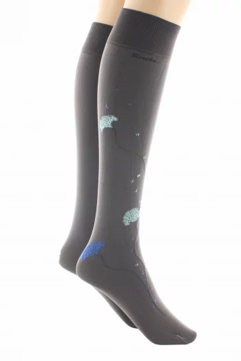 Mi-Bas 40D Albizia Marron Bleu. En lycra 40 deniers. De la marque Berthe Aux Grands Pieds. Un produit fabriqué exclusivement en France .