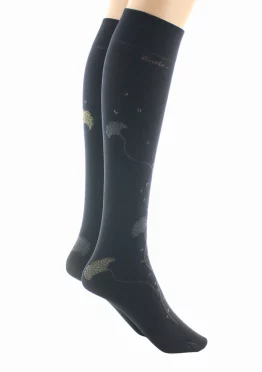 Mi-Bas 40D Albizia Noir Kaki. En lycra 40 deniers. De la marque Berthe Aux Grands Pieds. Un produit fabriqué exclusivement en France .