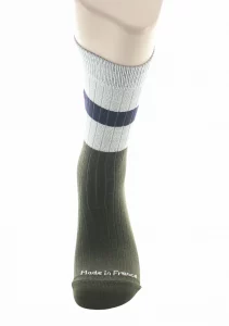 Chaussettes à côtes pour homme en laine Perrin Kaki – Image 2