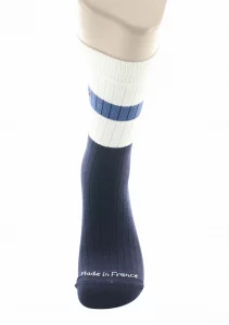 Chaussettes à côtes pour homme en laine Perrin Bleu – Image 2