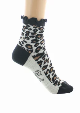 Chaussettes Courtes Léopard de la marque Berthe Aux Grands Pieds. Modèle en laine et coton. Fabrication exclusivement française.