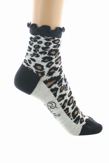 Chaussettes Courtes Léopard de la marque Berthe Aux Grands Pieds. Modèle en laine et coton. Fabrication exclusivement française.