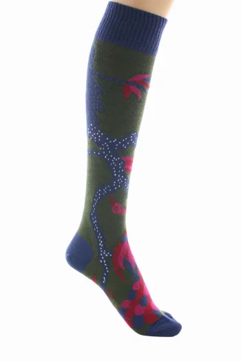 Chaussettes hautes Le Paon de la marque Berthe Aux Grands Pieds. Tricotées en laine et en coton. Fabrication exclusivement française.