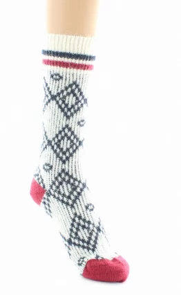 Chaussettes Jacquard en laine Baby Alpaga. Douce et chaudes. Existe en bleu marine. Fabrication exclusivement française en Bourgogne.