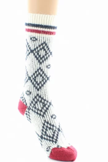 Chaussettes Jacquard en laine Baby Alpaga. Douce et chaudes. Existe en bleu marine. Fabrication exclusivement française en Bourgogne.