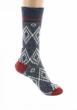 Chaussettes Jacquard en laine Baby Alpaga Marine. Douce et chaudes. Existe en blanc. Fabrication exclusivement française.