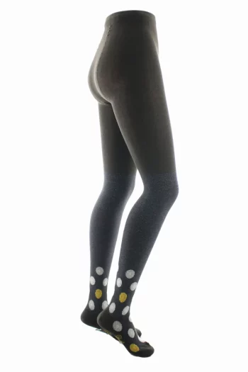 Collants en coton Fleurs Graphiques, chauds et confortables, aux finitions mains. De la marque Berthe Aux Grands Pieds. Fabrication 100% française