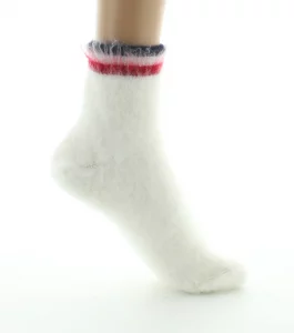 Chaussons de nuit en laine grattée Blanc – Image 3