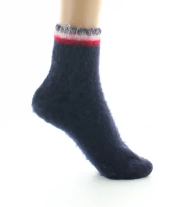 Chaussons de nuit en laine grattée Marine – Image 3