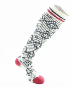 Chaussettes Hautes Jacquard Laine Alpaga Blanc – Image 2