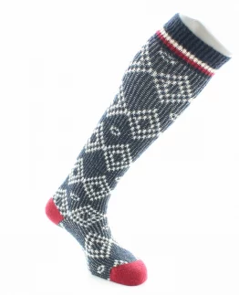 Chaussettes Hautes Jacquard en laine Baby Alpaga marine. Douce et chaudes. Existe en blanc. Fabrication exclusivement française.