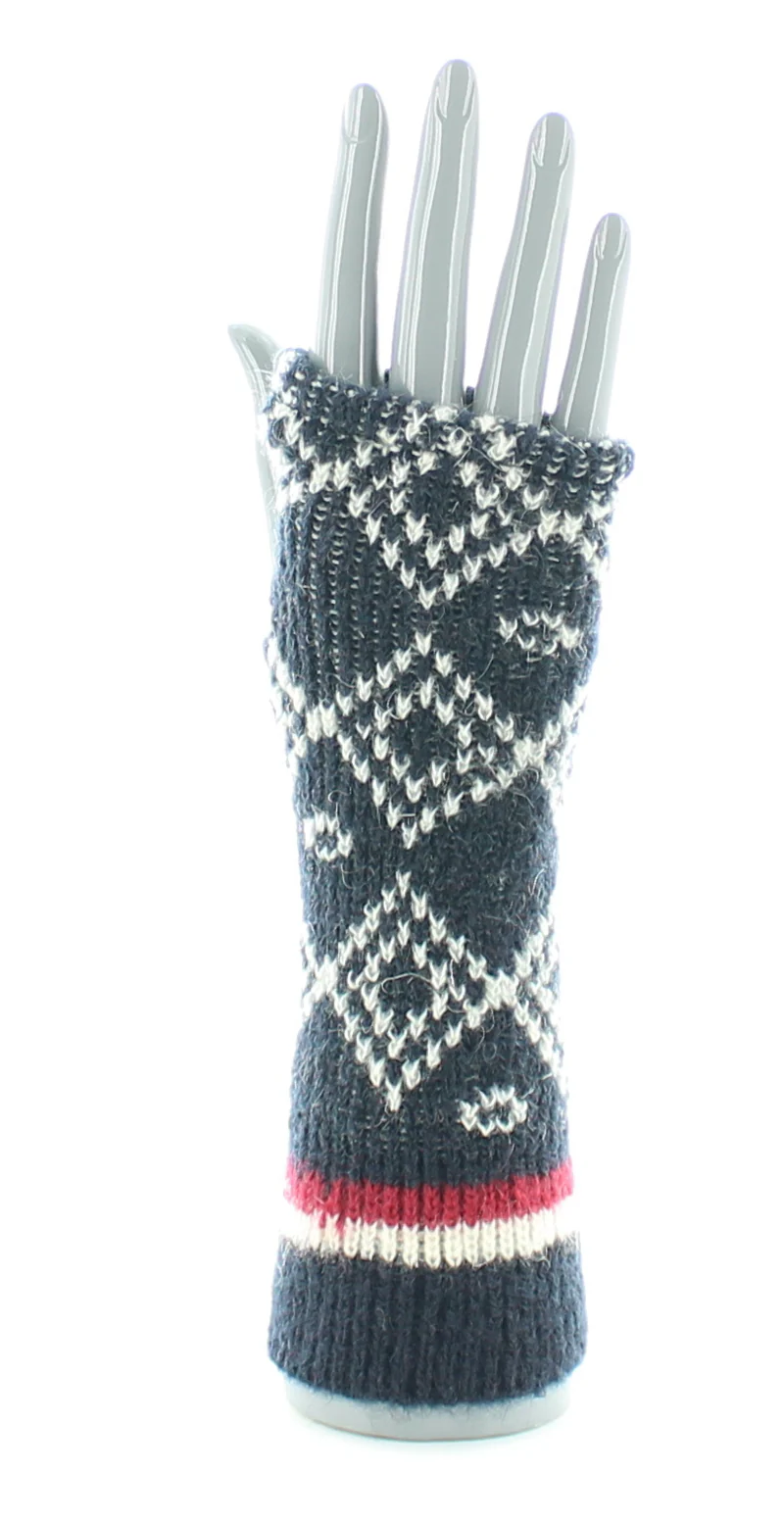 Mitaines en Laine Alpaga Jacquard marine. De la marque Perrin 1924. Se décline en 2 coloris. Fabrication exclusivement française.