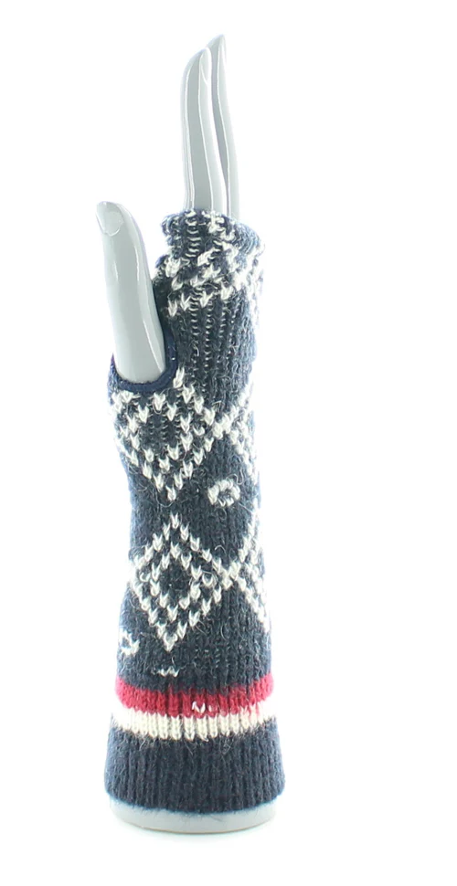 Mitaines en Laine Alpaga Jacquard Marine – Image 3