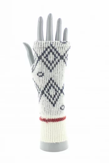 Mitaines en Laine Alpaga Jacquard Blanc. De la marque Perrin 1924. Se décline en 2 coloris. Fabrication exclusivement française.