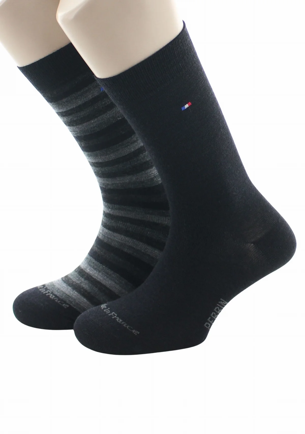 Lot de deux paires Rayée Unie Gris Noir – Image 5