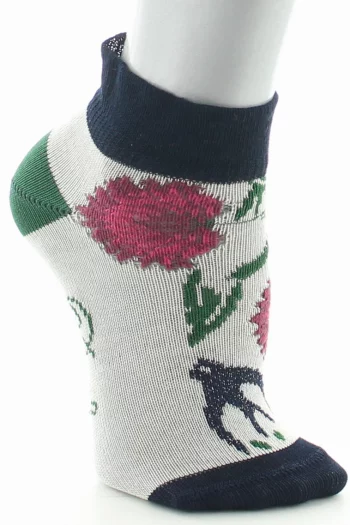 Chaussettes enfants fleurs et feuilles en Fil d'Écosse. De la marque Berthe Aux Grands Pieds. Fabrication exclusivement française.