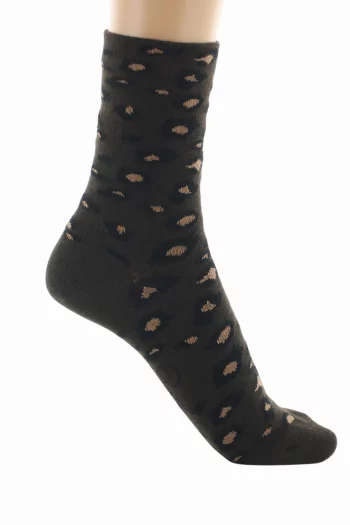 Chaussettes en Coton Léopard Marron
