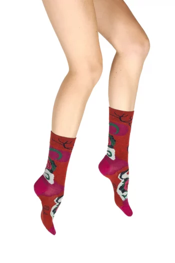 Chaussettes La Rose de la marque Berthe Aux Grands Pieds. Tricotées en laine et coton. Fabrication exclusivement française.
