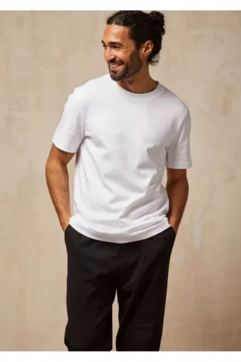 T-shirt Pur Coton Homme ROBIN Blanc. T-shirt épais, fabrication française par La Manufacture Lemahieu à Saint-André-Lez-Lille (59)