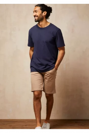 T-shirt Pur Coton Homme ROBIN Marine. T-shirt épais, fabrication française par La Manufacture Lemahieu à Saint-André-Lez-Lille (59)