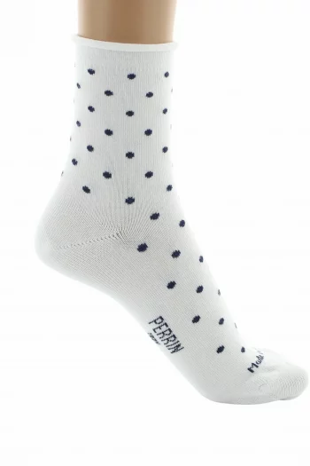 Chaussettes Courtes Roulottées Plumetis Blanc