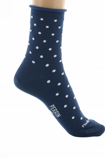 Chaussettes Courtes Roulottées Plumetis Marine