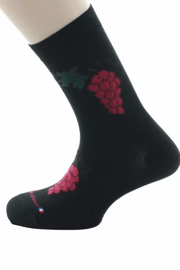 Chaussettes Coton Grappe de Raisin Noir
