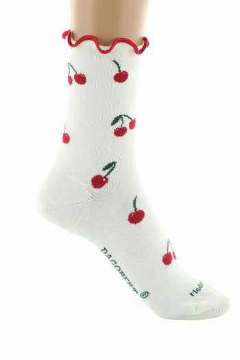 Chaussettes Coton Cerise Blanches