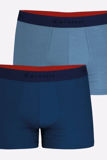 Lot de deux Boxers Bleu/ Bleu Clair de la marque Eminence. confort, qualité et savoir-faire français. Fabrication française
