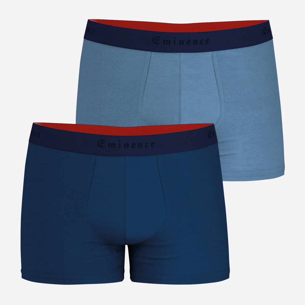 Lot de deux Boxers Bleu/ Bleu Clair de la marque Eminence. confort, qualité et savoir-faire français. Fabrication française